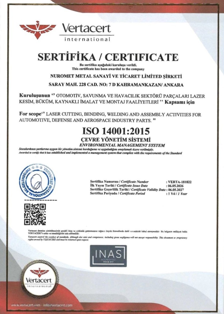 ISO 14001:2015 Sertifikası